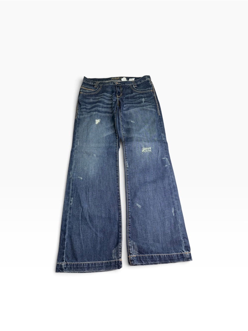 Cruel Girl Utility Fit Jeans Women’s 11 Long Distressed Wide Leg Western